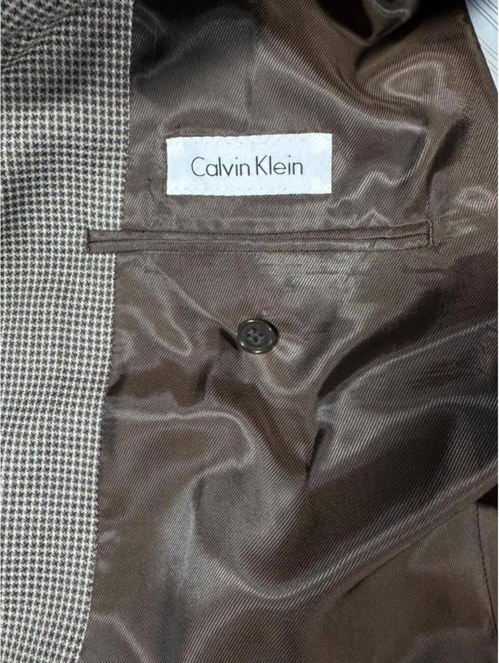 Calvin Klein Wool Silk Houndstooth Blazer Sport Coat Men’s 42R, wool silk blend - Picture 5 of 8